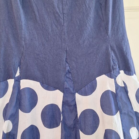 Retro Summer Maxi Dress Studio EY All the Dots Flowy Sundress Blue size L Large - Picture 9 of 11